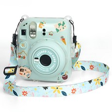 FUJIFILM 富士 instax CJY透明迷你相機水晶保護殼+貼紙裝飾+肩帶組, 1套, Instax mini12 水晶盒 綠色
