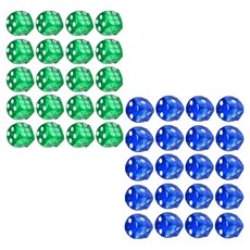 dasasadang.com透明骰子 16mm 2種*20入組, 1套, 綠，藍