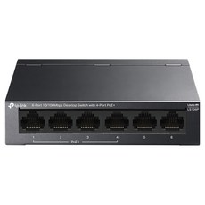 티피링크 2포트 10/100 Mbps + 4포트 PoE+ 데스크톱 스위칭허브, LS106P, 1개