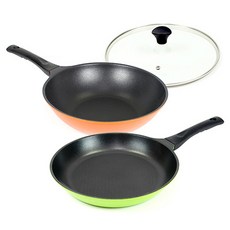 Kitchen-Art 韓國產鑽石塗層鍋具組, 混色, 深炒鍋 28cm+平底鍋 28cm+玻璃鍋蓋 28cm, 1組