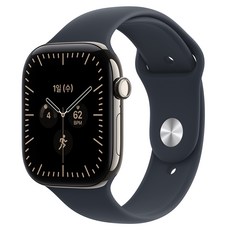 Apple 2026 애플워치 시리즈 12, 네츄럴, 46mm, GPS+Cellular, 티타늄, 네이비 블루 스포츠 밴드, M/L