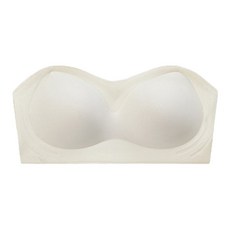 冰絲平口防滑無痕乳膠內衣，無肩帶設計，露肩神器, M, 杏