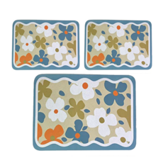 吸水桌墊 30 x 40cm x 厚度5mm 淺藍花瓣 3個入, 3個
