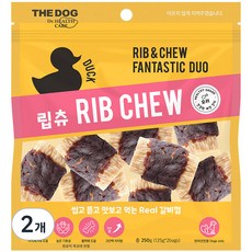 더독 강아지 갈비껌 간식 립츄, 오리, 250g, 2개