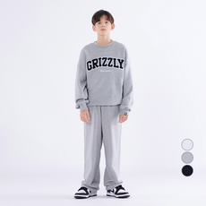 고스트리퍼블릭 아동용 GRIZZLY 핸들자수 오버핏 맨투맨 + 트레이닝 바지 세트 JTS-J14445