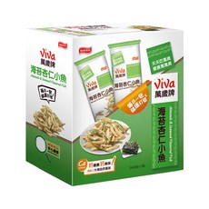 ViVa 萬歲牌 海苔杏仁小魚, 加州頂級杏仁, 產地優選海苔, 含鈣健康美味, 每日一包, 120g, 1盒