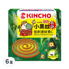 KINCHO 金鳥 低刺激蚊香C 小黑蚊 10入 Set, 120g, 6盒