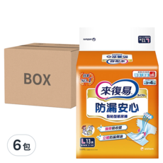 Lifree 來復易 防漏安心 成人黏貼型紙尿褲 L 13片x6包, L 腰圍35~49吋, 13片, 6包