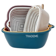 Trademe 瀝乾水果洗滌籃 3 種 x 2 件套, 04 混色