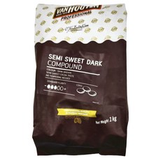 VANHOUTEN 特級深黑苦甜代可可脂巧克力鈕扣，半甜黑巧克力，1公斤, 1kg, 1包