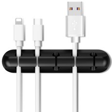 ender USB充電線整理固定器 5孔, 黑色, 1個