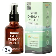 씽크라이크펫 반려동물 알래스카 프레시 영양제, 오메가3, 50ml, 3개