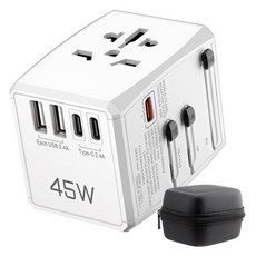 Home Planet 海外旅行用5孔快速充電PD45W多功能轉接頭+收納包, 1個