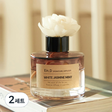에인디 시그니처 차량용&실내용 대용량 디퓨저 디퓨저+플라워스틱 110ml, 화이트쟈스민 + 민트, 2세트