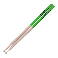 ZILDJIAN 5A 楓木 防滑鼓棒, 優質手感和聲音, 完美適合快節奏演奏, 堅硬輕盈, 極佳穩定性, 防滑綠, 1組