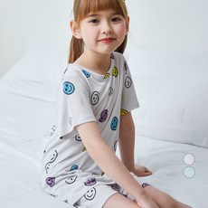 LollyTree 兒童款人造絲圖案短袖室內服上下套裝 CS
