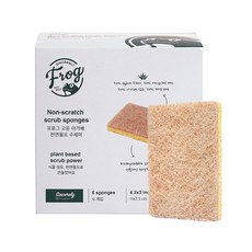 SINCERELY Frog 龍舌蘭纖維防刮菜瓜布 6入, 50%龍舌蘭纖維+50%再生PET材質，可生物分解, 1組