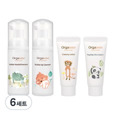 Orgabebe Trouble Kit 4種 泡沫力量洗面乳+沐浴乳&洗髮精+乳液+乳霜, 6組