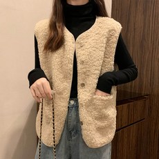 andstyle 女款短口袋毛絨背心 248173