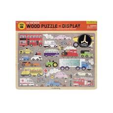 mudpuppy 木質展示拼圖 交通工具 Set 100片, 含木製展示架, 1組
