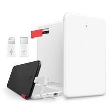 프라임 거치형 보조배터리 2젠더형 4000mAh + 변환젠더 8핀 + C타입, 화이트, PR-SP4000D