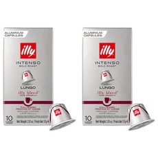 illy 意利 Nespresso咖啡機適用經典義式咖啡膠囊 Lungo Intenso, 5.7g, 10顆, 2盒