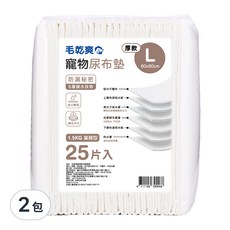 毛乾爽 寵物尿布墊 加厚型 L號 60x90cm, 6層鎖水技術, 25片入, 業務型, L(90 x 60cm), 25片, 2包
