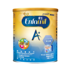 Enfamil Mead Johnson 美強生 優生A+ L.F. 1號全護系列無乳糖配方 奶粉，適用於0-12個月嬰兒，添加鐵質，荷蘭原裝進口，400公克, 400g, 1罐