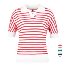 luxgolf 女款開領條紋短袖針織襯衫 LB4M632W