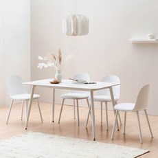 웰퍼니쳐 플레 포세린 세라믹 1400 식탁 + 의자 4p 세트 4인용 방문설치, 화이트(식탁), 의자(화이트)