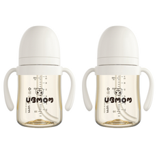 UBMOM 經典款PPSU雙耳吸管學習杯, 雲朵白, 200ml, 2個