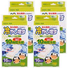 Kiyou 除虫菊退熱貼16片4盒, 兒童退燒, 持續10小時冷卻, 無香溫和配方, 16個, 4盒
