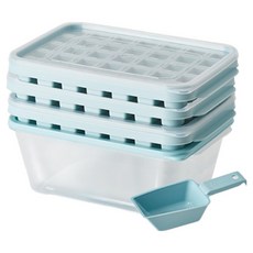 Nanu Dam 製冰盒套裝, 薄荷綠色, 35格製冰盒 25.8 x 17 x 3.7cm + 儲冰盒 25.8 x 17 x 7cm + 冰鏟 17.2cm, 1組