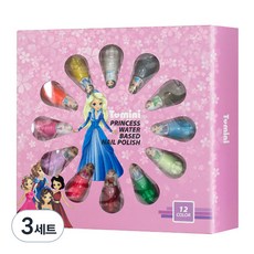 투미니 프린세스 비건 수성 네일폴리쉬 12종, 혼합 색상, 3개 혼합 색상, 3세트