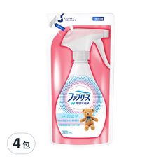 febreze 風倍清 W 織物除菌消臭噴霧 補充包 溫和無香, 320ml, 4包