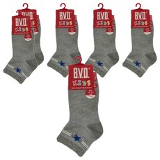 B.V.D.兒童款 一顆星1/2襪 6雙入, 尺寸 17-21 cm, 17~21cm, 中灰色