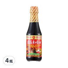 萬家香 香菇素蠔油, 玻璃瓶包裝, 嚴選台灣埔里香菇研磨粉, 純釀造工藝, 不添加化學醬油、焦糖色素、味精, 360g, 4瓶