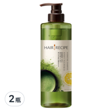 HAIR RECIPE 髮的食譜 淨油保濕水感洗髮露 綠茶柚子, 天然食材頭皮養護, 清爽保濕, 強韌滋養, 蓬鬆清爽, 530ml, 2瓶
