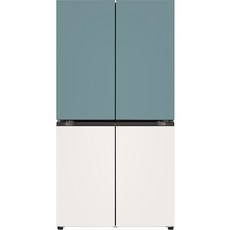 LG전자 디오스 오브제컬렉션 4도어 냉장고 T873MTE111 870L 방문설치, 클레이민트(상),