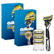 Gillette 吉列 Pro Shield Yellow Power刮鬍刀手柄+替換刀片 4入組, 2組