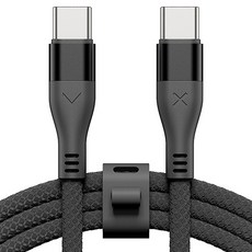 빅쏘 우븐 패브릭 단선방지 USB C to C 타입 PD 60W 고속 충전 아이폰 갤럭시 케이블, 1개, 블랙, 1.2m