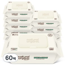 네츄럴오가닉 유아용 퓨어 오리지널 물티슈, 100매, 60팩