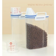 요기쏘 반려동물 사료보관통 + 계량컵 2세트, 혼합색상, 2.5L