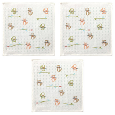Gemini 雙星毛巾 家貓語錄紗布小方巾, 100%純棉, 24*24公分, 綠色, 3入, 24 x 24cm