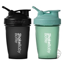 쉐이크베이비 보틀 쉐이커 2종 세트, 블랙, 그린, 600ml