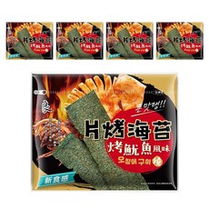 良澔 片烤海苔 魷魚風味, 甜辣風味 厚切爽脆, 32g, 5包