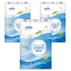 코멧 코지 파우더 도톰한 3겹 화장지 30m, 30롤, 3개 30롤, 3팩