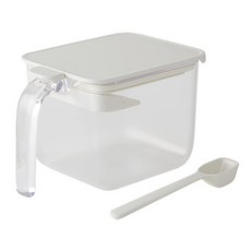 Marna 按壓式密封調味料盒 附勺子 600ml 白色, 1個