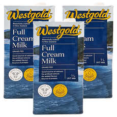westgold威斯蘭 全脂保久乳 1公升/罐,3入組-紐西蘭草飼全脂牛奶, 1L, 3瓶