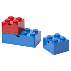 LEGO 樂高 桌上型抽屜3件收納箱組, 八凸31.6 x 15.8 x 11.3cm + 四凸15.8 x 15.8 x 11.3cm, 顏色隨機, 1個